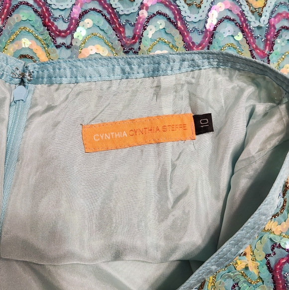 Cynthia Steffe Y2K Sequin Party Pencil Skirt Blue Pink Size 10 - Picture 8 of 10